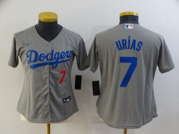 Women's Los Angeles Dodgers #7 Julio Urias Gray Cool Base Stitched Baseball Jersey(Run Small)